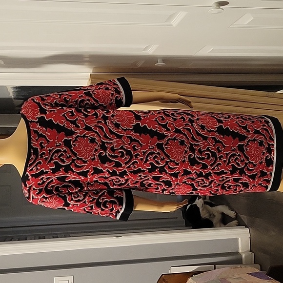 Beautiful Red, Black and Sparkly Silver Sweater Dress - Picture 2 of 4